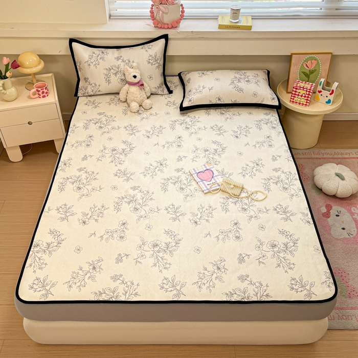 91家纺网 家纺一手货源 找家纺 慕澄家纺 2025新款小清新印花真冰藤系列凉席床笠款 床笠-花影