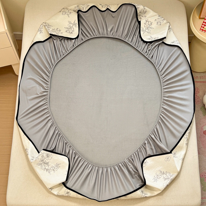 91家纺网 家纺一手货源 找家纺 慕澄家纺 2025新款小清新印花真冰藤系列凉席床笠款 床笠-花影