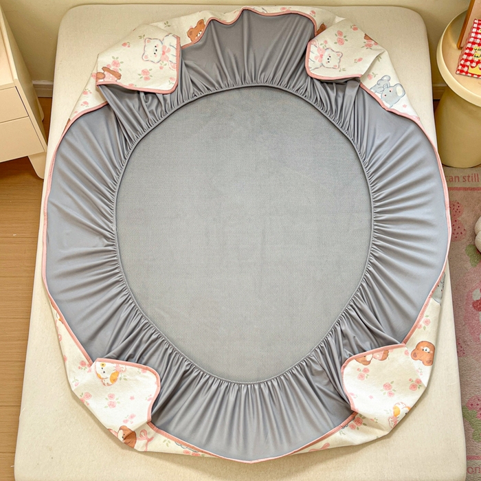 91家纺网 家纺一手货源 找家纺 慕澄家纺 2025新款小清新印花真冰藤系列凉席床笠款 床笠-彩色小萌物