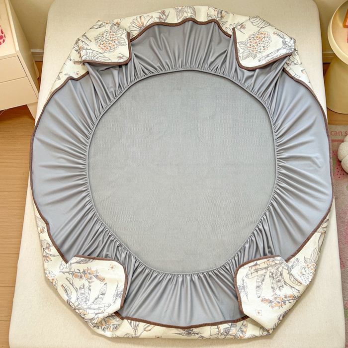 91家纺网 家纺一手货源 找家纺 慕澄家纺 2025新款小清新印花真冰藤系列凉席床笠款 床笠-丛林