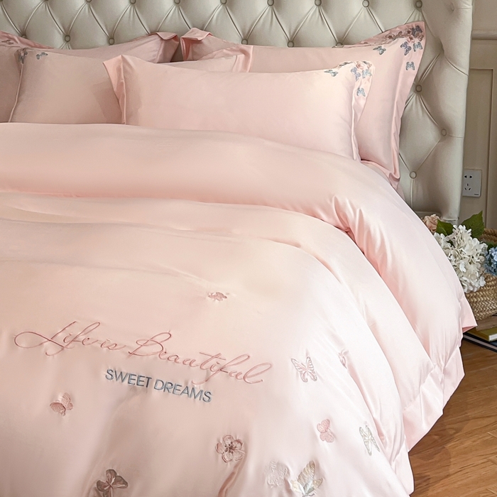 91家纺网 家纺一手货源 找家纺 （总）新方向 2025新款天丝刺绣四件套-蝶恋