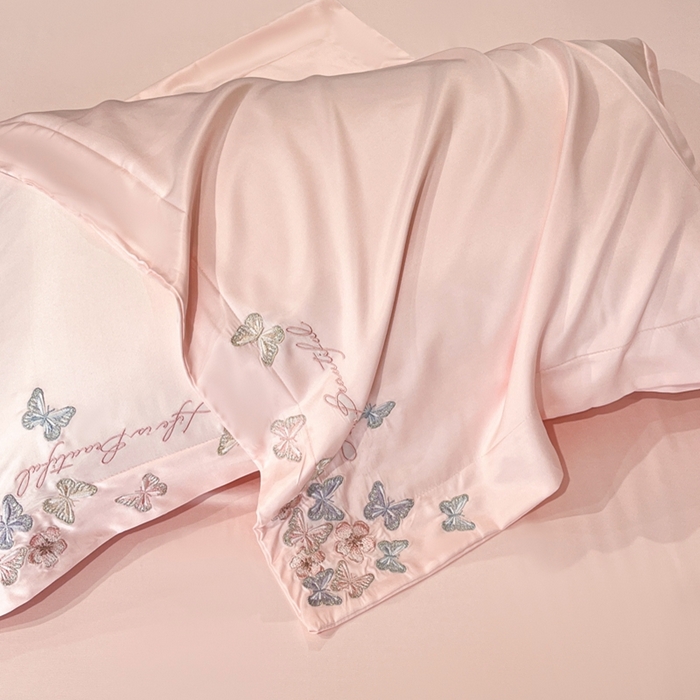 91家纺网 家纺一手货源 找家纺 （总）新方向 2025新款天丝刺绣四件套-蝶恋