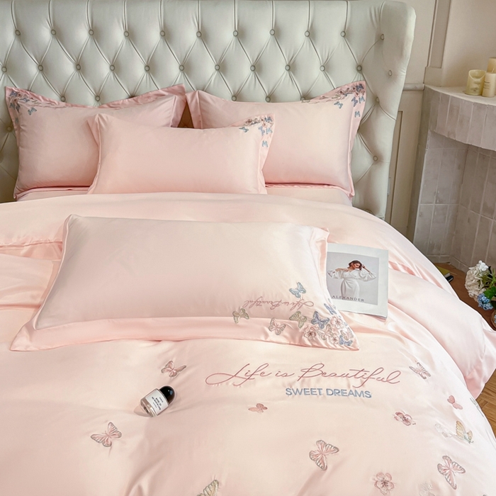 91家纺网 家纺一手货源 找家纺 （总）新方向 2025新款天丝刺绣四件套-蝶恋