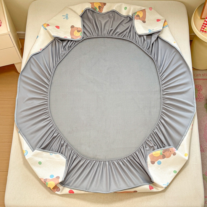 91家纺网 家纺一手货源 找家纺 慕澄家纺 2025新款小清新印花真冰藤系列凉席床笠款 床笠-卡皮巴拉