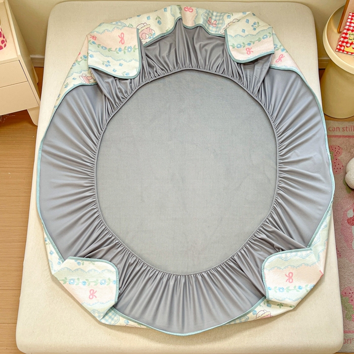 91家纺网 家纺一手货源 找家纺 慕澄家纺 2025新款小清新印花真冰藤系列凉席床笠款 床笠-蓝系宠儿