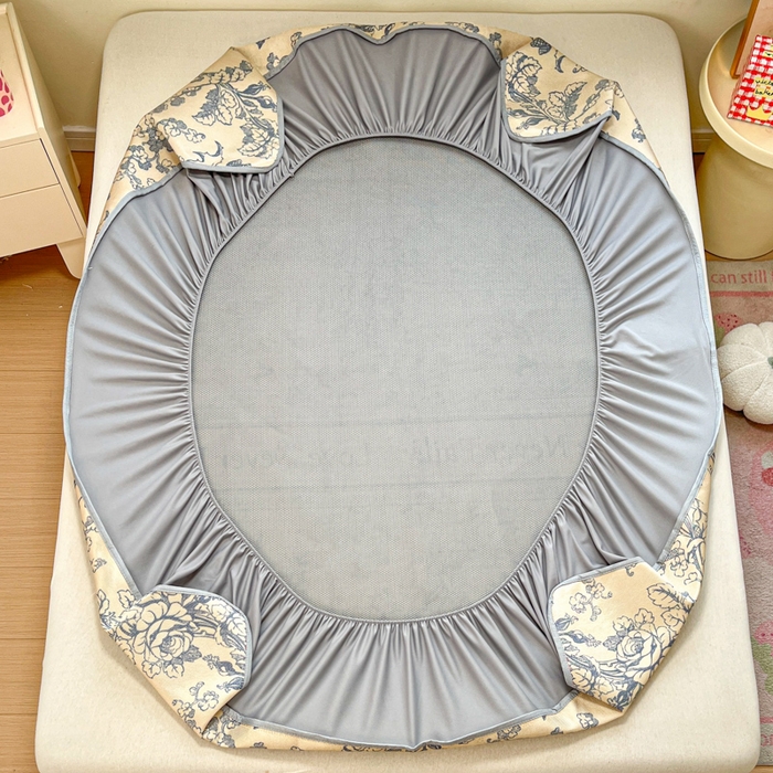 91家纺网 家纺一手货源 找家纺 慕澄家纺 2025新款小清新印花真冰藤系列凉席床笠款 床笠-洛克庄园