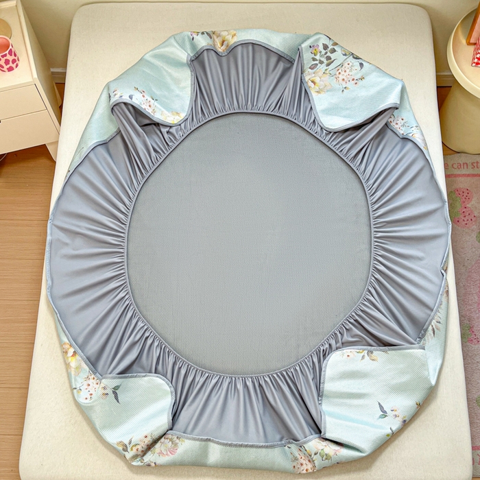 91家纺网 家纺一手货源 找家纺 慕澄家纺 2025新款小清新印花真冰藤系列凉席床笠款 床笠-陌上花开