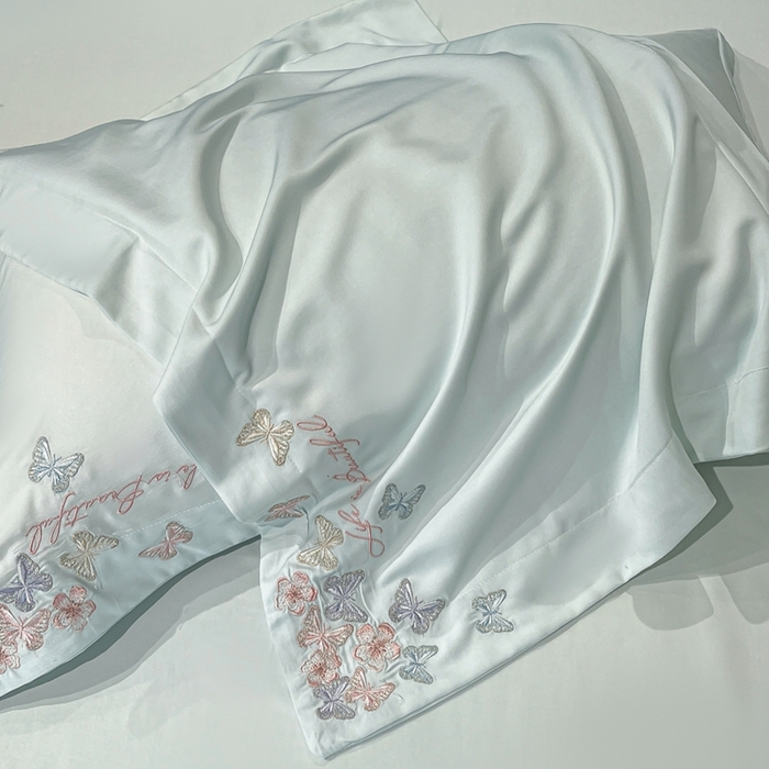 91家纺网 家纺一手货源 找家纺 新方向 2025新款天丝刺绣四件套-蝶恋 蝶恋-抹茶绿