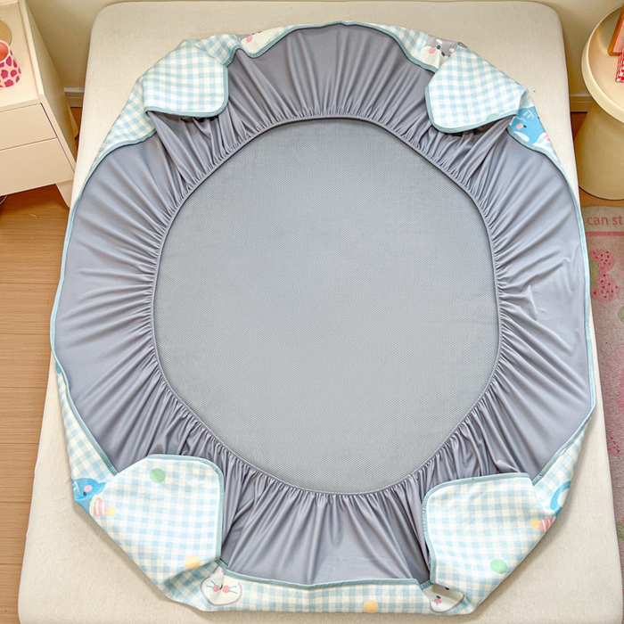 91家纺网 家纺一手货源 找家纺 慕澄家纺 2025新款小清新印花真冰藤系列凉席床笠款 床笠-趣乐园