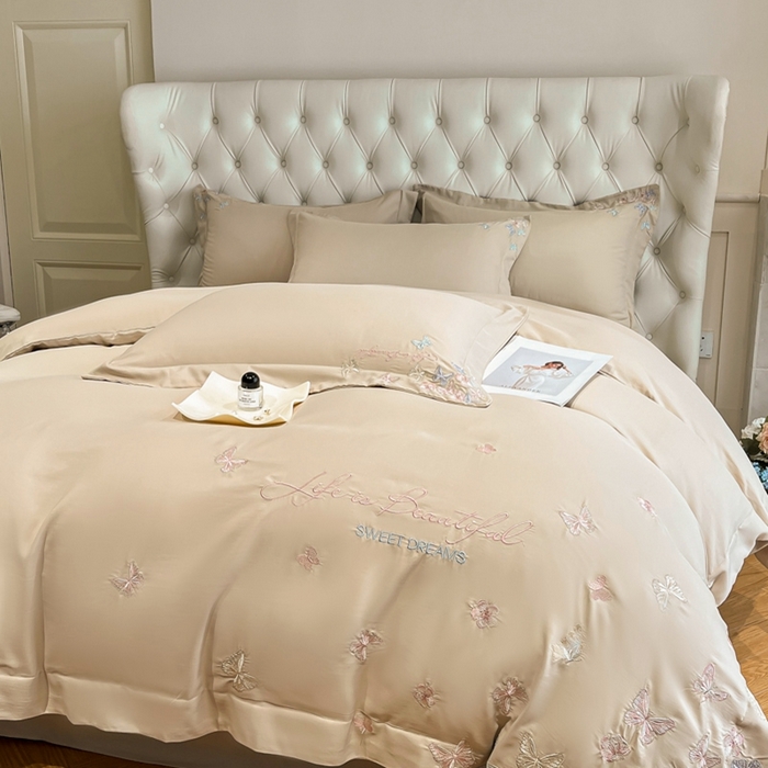 新方向 2025新款天丝刺绣四件套-蝶恋 蝶恋-香槟