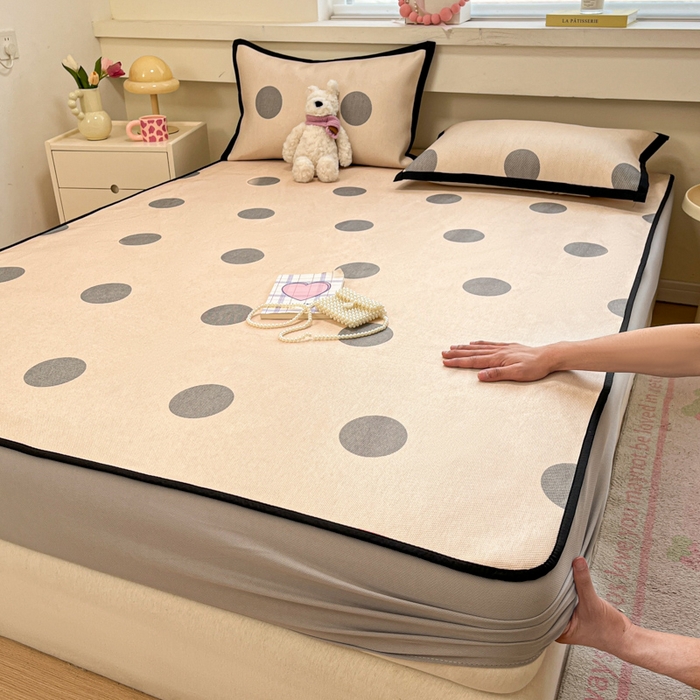 慕澄家纺 2025新款小清新印花真冰藤系列凉席床笠款 床笠-圈圈