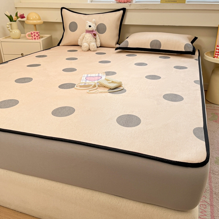 91家纺网 家纺一手货源 找家纺 慕澄家纺 2025新款小清新印花真冰藤系列凉席床笠款 床笠-圈圈