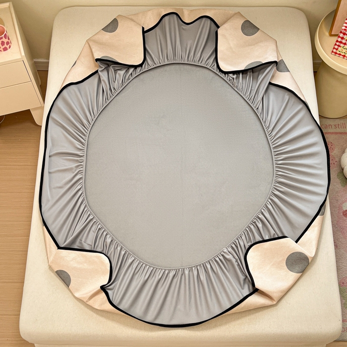 91家纺网 家纺一手货源 找家纺 慕澄家纺 2025新款小清新印花真冰藤系列凉席床笠款 床笠-圈圈