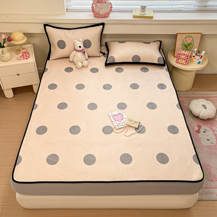 91家纺网 家纺一手货源 找家纺 慕澄家纺 2025新款小清新印花真冰藤系列凉席床笠款 床笠-圈圈