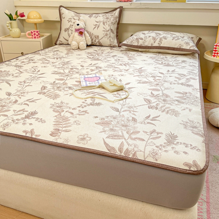 91家纺网 家纺一手货源 找家纺 慕澄家纺 2025新款小清新印花真冰藤系列凉席床笠款 床笠-树屿