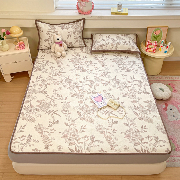 91家纺网 家纺一手货源 找家纺 慕澄家纺 2025新款小清新印花真冰藤系列凉席床笠款 床笠-树屿