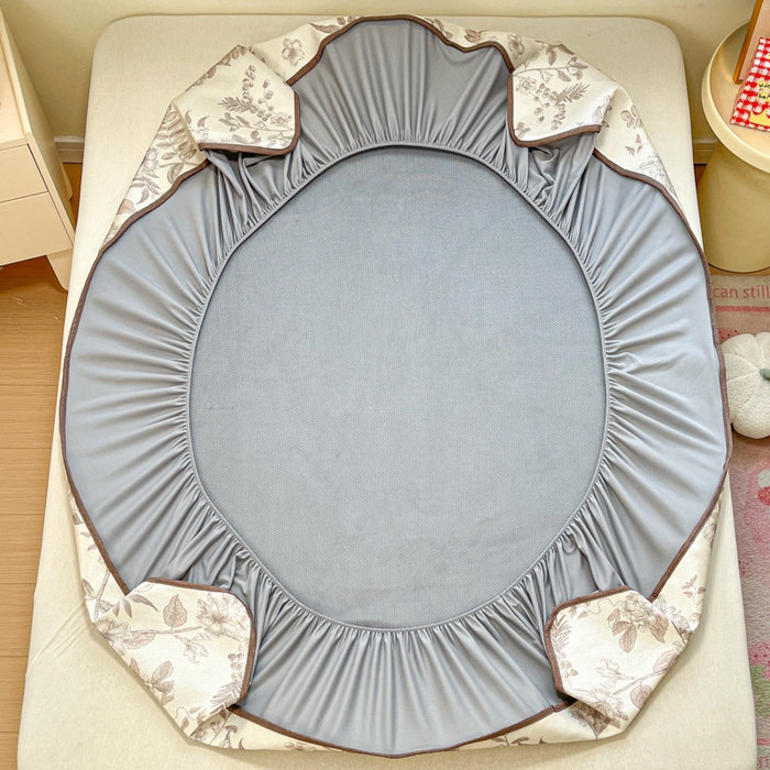 91家纺网 家纺一手货源 找家纺 慕澄家纺 2025新款小清新印花真冰藤系列凉席床笠款 床笠-树屿