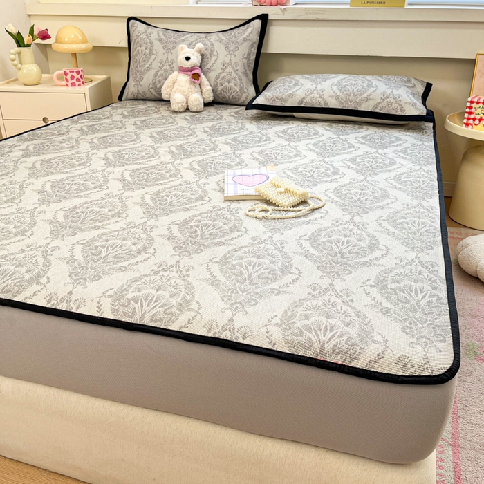 91家纺网 家纺一手货源 找家纺 慕澄家纺 2025新款小清新印花真冰藤系列凉席床笠款 床笠-威廉