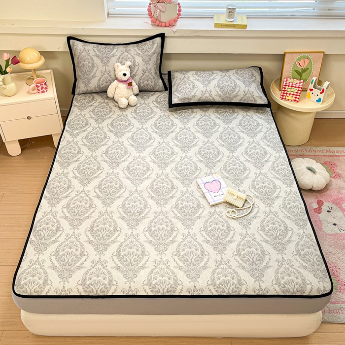 91家纺网 家纺一手货源 找家纺 慕澄家纺 2025新款小清新印花真冰藤系列凉席床笠款 床笠-威廉