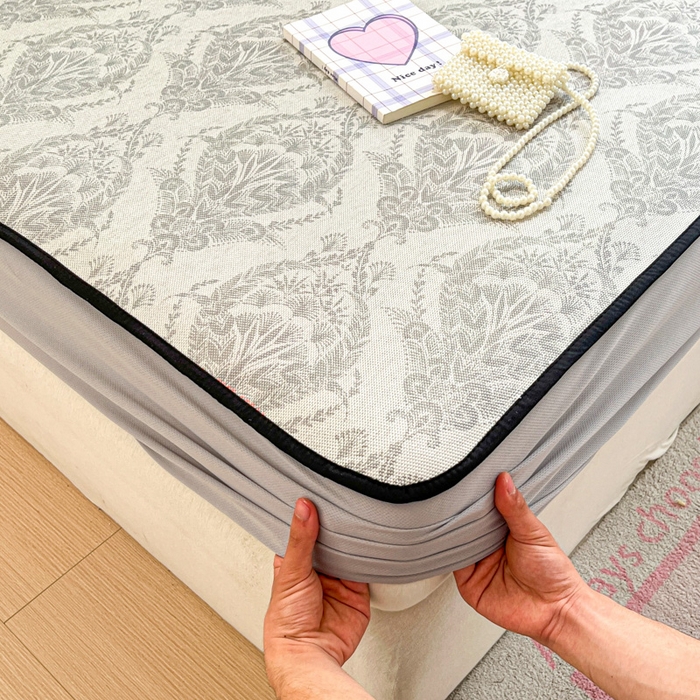 91家纺网 家纺一手货源 找家纺 慕澄家纺 2025新款小清新印花真冰藤系列凉席床笠款 床笠-威廉