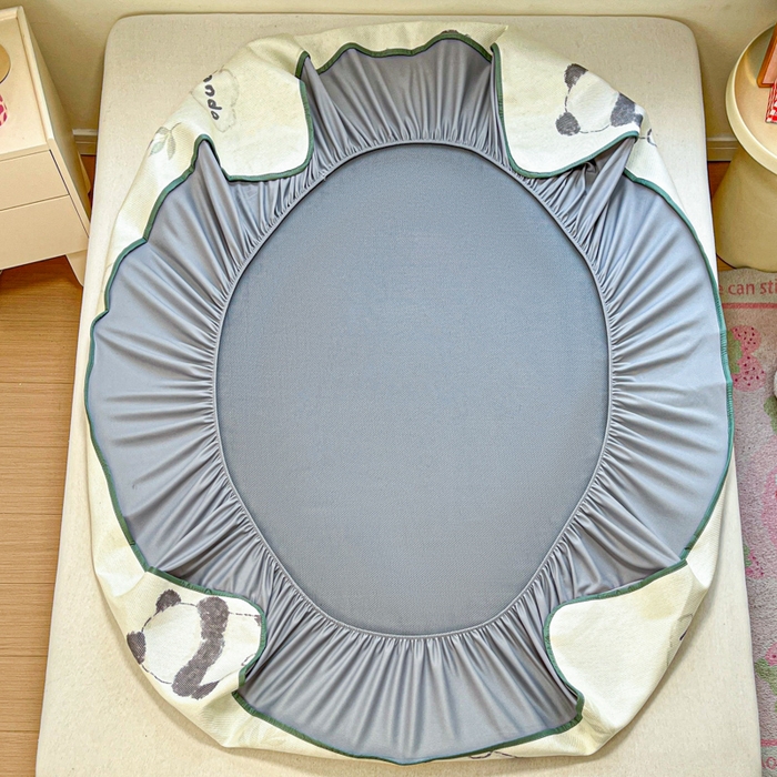 91家纺网 家纺一手货源 找家纺 慕澄家纺 2025新款小清新印花真冰藤系列凉席床笠款 床笠-熊猫戏竹