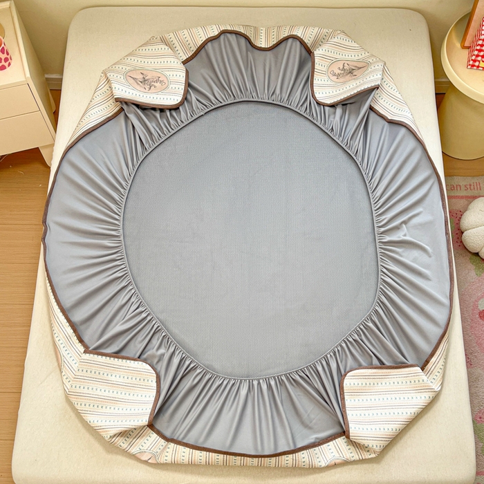 91家纺网 家纺一手货源 找家纺 慕澄家纺 2025新款小清新印花真冰藤系列凉席床笠款 床笠-意境