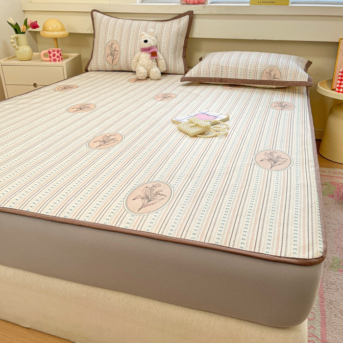 91家纺网 家纺一手货源 找家纺 慕澄家纺 2025新款小清新印花真冰藤系列凉席床笠款 床笠-意境