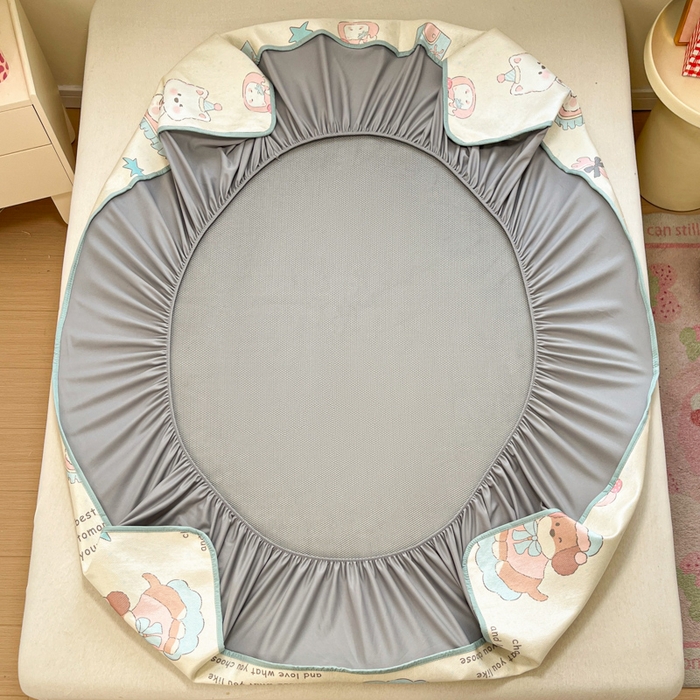 91家纺网 家纺一手货源 找家纺 慕澄家纺 2025新款小清新印花真冰藤系列凉席床笠款 床笠-游园会