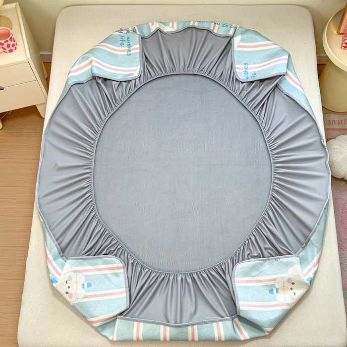 91家纺网 家纺一手货源 找家纺 慕澄家纺 2025新款小清新印花真冰藤系列凉席床笠款 床笠-元气崽崽