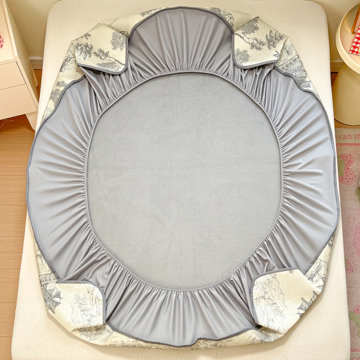 91家纺网 家纺一手货源 找家纺 慕澄家纺 2025新款小清新印花真冰藤系列凉席床笠款 床笠-远山