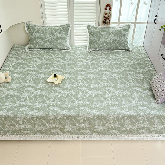 91家纺网 家纺一手货源 找家纺 手艺人家纺 2025新款亲肤舒适雪尼尔复合炕盖榻榻米垫炕垫 -XK3737-3753 XK3737绿