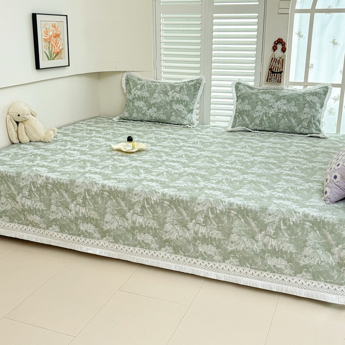 91家纺网 家纺一手货源 找家纺 手艺人家纺 2025新款亲肤舒适雪尼尔复合炕盖榻榻米垫炕垫 -XK3737-3753 XK3737绿