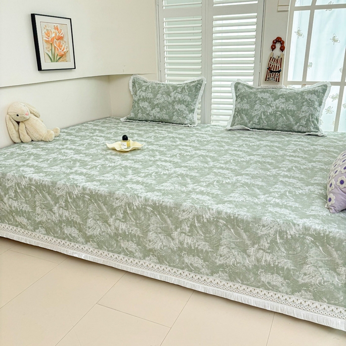 91家纺网 家纺一手货源 找家纺 手艺人家纺 2025新款亲肤舒适雪尼尔复合炕盖榻榻米垫炕垫 -XK3737-3753 XK3737绿