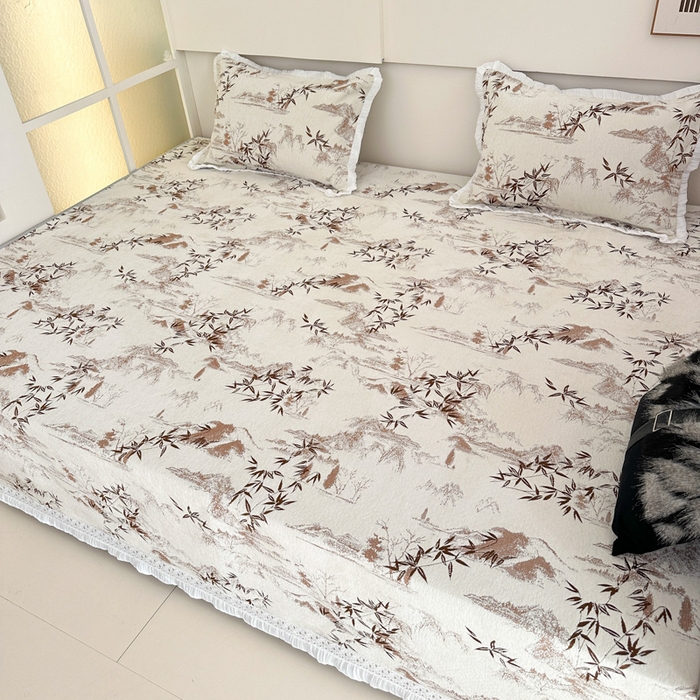 91家纺网 家纺一手货源 找家纺 手艺人家纺 2025新款亲肤舒适雪尼尔复合炕盖榻榻米垫炕垫 -XK3737-3753 XK3738咖