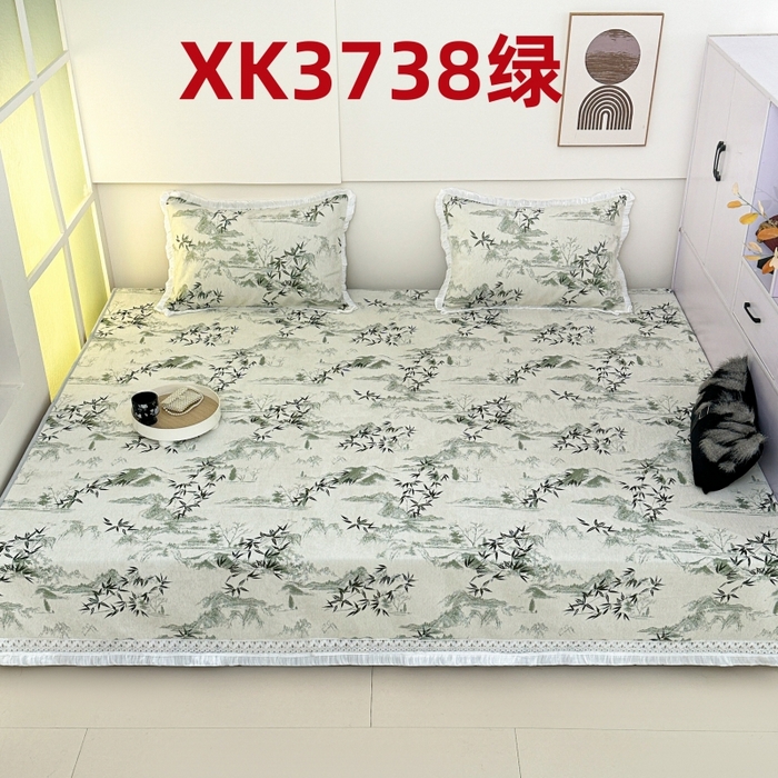 手艺人家纺 2025新款亲肤舒适雪尼尔复合炕盖榻榻米垫炕垫 -XK3737-3753 XK3738绿