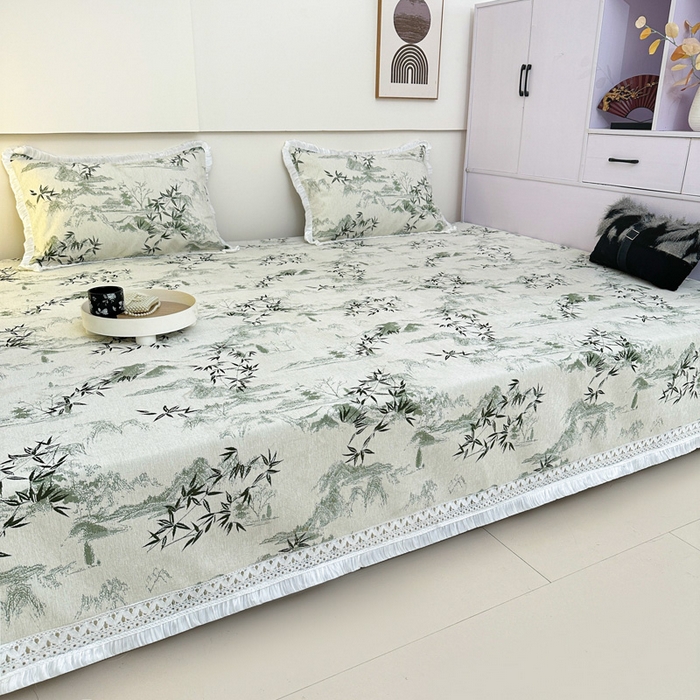 91家纺网 家纺一手货源 找家纺 手艺人家纺 2025新款亲肤舒适雪尼尔复合炕盖榻榻米垫炕垫 -XK3737-3753 XK3738绿