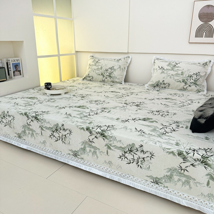 91家纺网 家纺一手货源 找家纺 手艺人家纺 2025新款亲肤舒适雪尼尔复合炕盖榻榻米垫炕垫 -XK3737-3753 XK3738绿