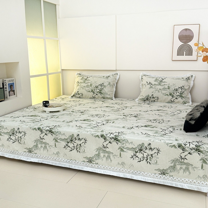 91家纺网 家纺一手货源 找家纺 手艺人家纺 2025新款亲肤舒适雪尼尔复合炕盖榻榻米垫炕垫 -XK3737-3753 XK3738绿