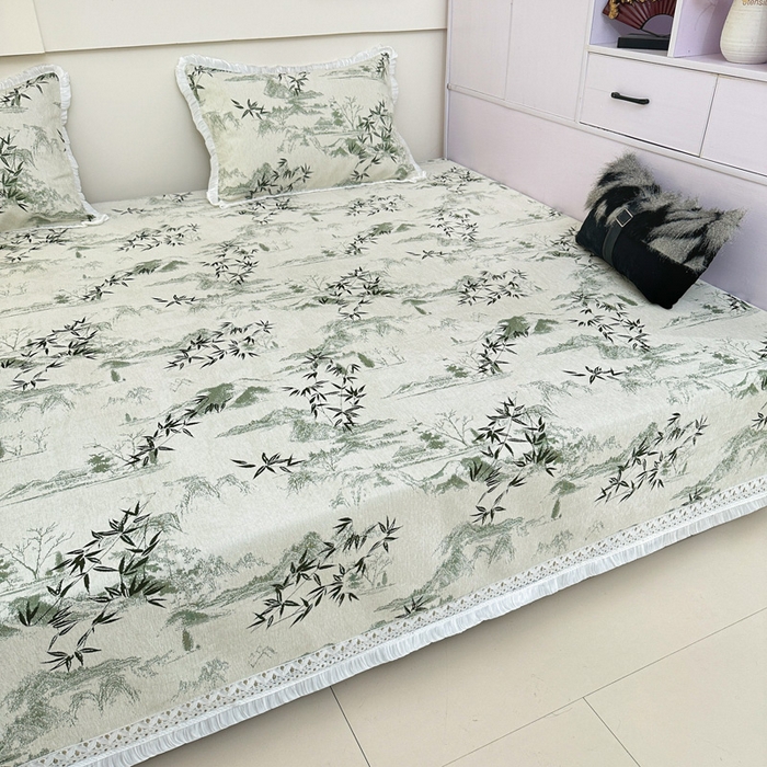 91家纺网 家纺一手货源 找家纺 手艺人家纺 2025新款亲肤舒适雪尼尔复合炕盖榻榻米垫炕垫 -XK3737-3753 XK3738绿