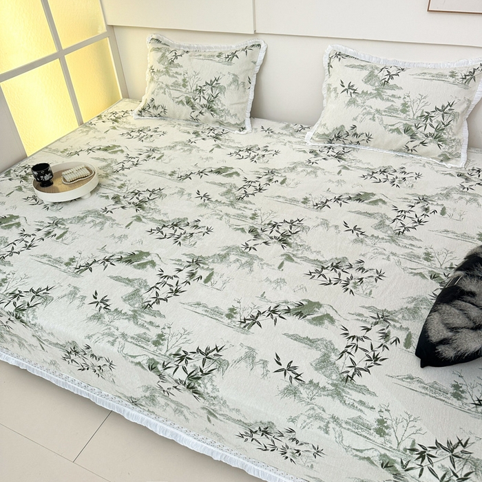 91家纺网 家纺一手货源 找家纺 手艺人家纺 2025新款亲肤舒适雪尼尔复合炕盖榻榻米垫炕垫 -XK3737-3753 XK3738绿