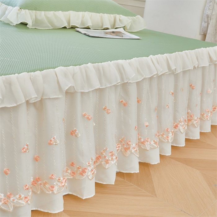 91家纺网 家纺一手货源 找家纺 虹星家纺 2025新款A类冰感凉豆豆床裙席夏被夏凉被空调被四件套-素夏 素夏-抹茶绿