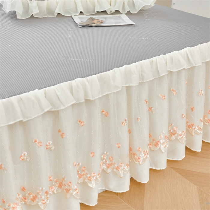 91家纺网 家纺一手货源 找家纺 虹星家纺 2025新款A类冰感凉豆豆床裙席三件套-素夏 素夏-月光灰