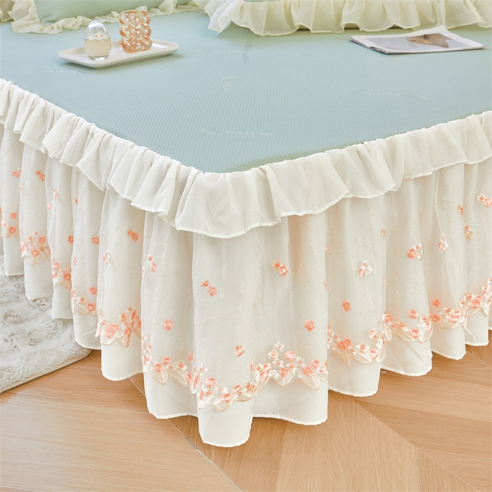 91家纺网 家纺一手货源 找家纺 虹星家纺 2025新款A类冰感凉豆豆床裙席夏被夏凉被空调被四件套-素夏 素夏-青果绿