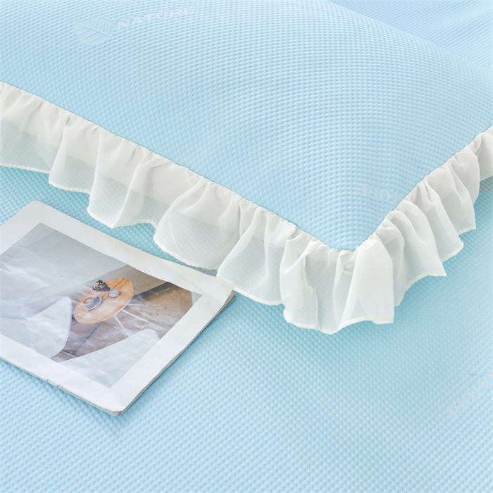 91家纺网 家纺一手货源 找家纺 虹星家纺 2025新款A类冰感凉豆豆床裙席夏被夏凉被空调被四件套-素夏 素夏-天空蓝