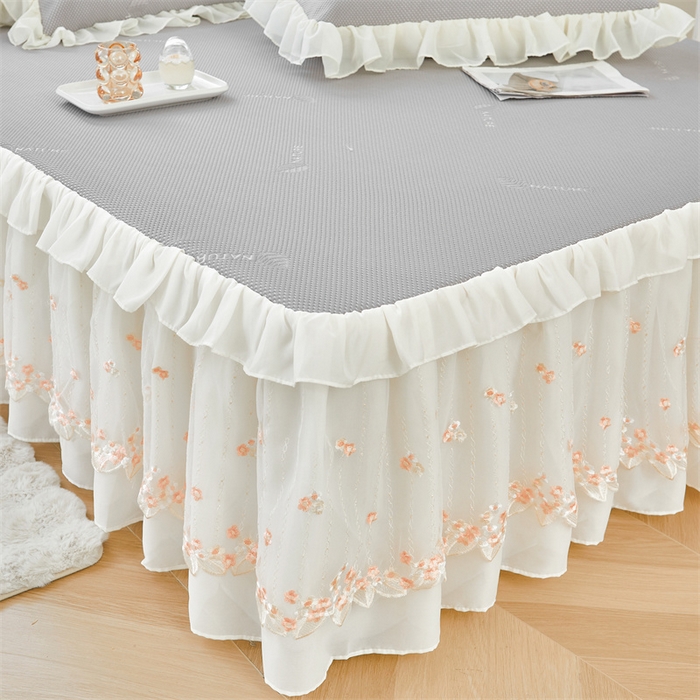 91家纺网 家纺一手货源 找家纺 虹星家纺 2025新款A类冰感凉豆豆床裙席夏被夏凉被空调被四件套-素夏 素夏-月光灰