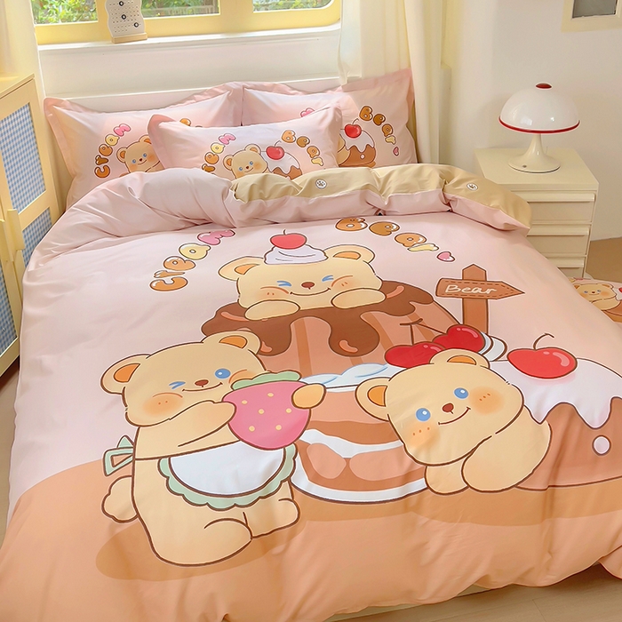 91家纺网 家纺一手货源 找家纺 （总）浩诚 2025新款原创IP奶油小熊（黄油小熊）全棉纯棉四件套