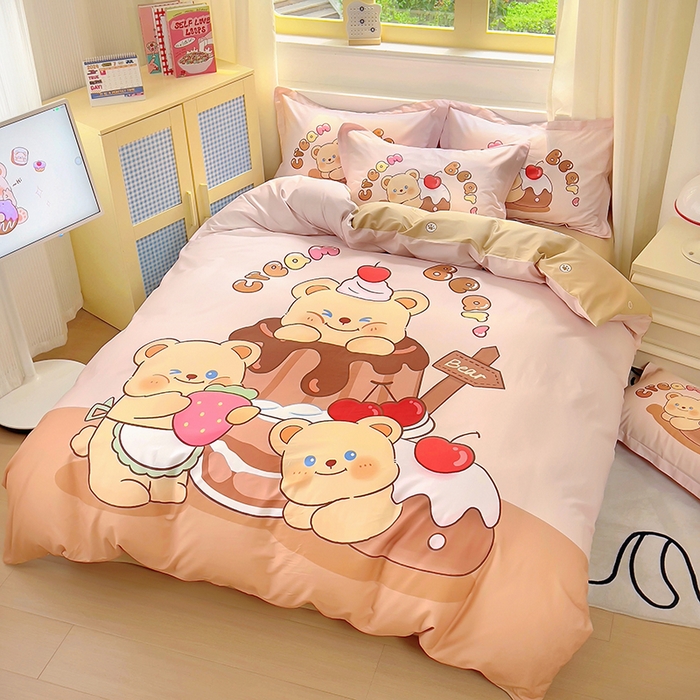 91家纺网 家纺一手货源 找家纺 （总）浩诚 2025新款原创IP奶油小熊（黄油小熊）全棉纯棉四件套