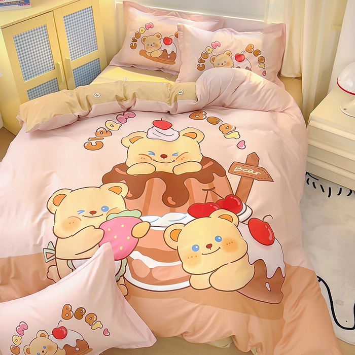 91家纺网 家纺一手货源 找家纺 （总）浩诚 2025新款原创IP奶油小熊（黄油小熊）全棉纯棉四件套