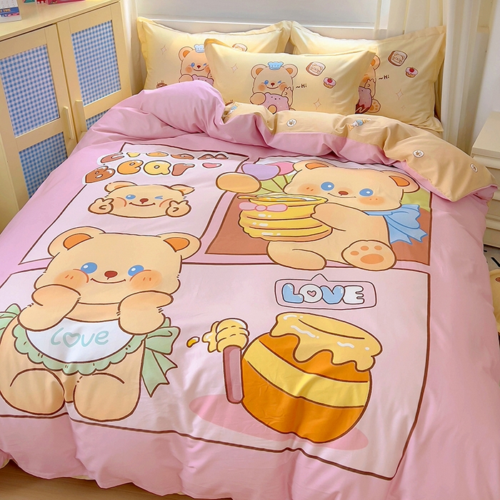 91家纺网 家纺一手货源 找家纺 （总）浩诚 2025新款原创IP奶油小熊（黄油小熊）全棉纯棉四件套