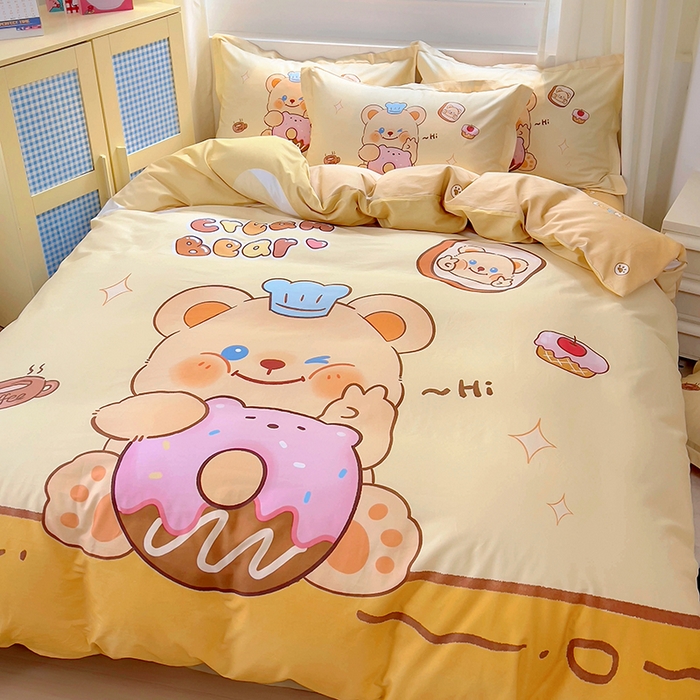 91家纺网 家纺一手货源 找家纺 （总）浩诚 2025新款原创IP奶油小熊（黄油小熊）全棉纯棉四件套